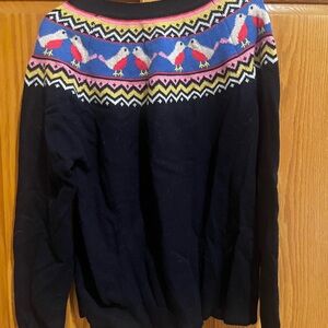 Boden Navy Sweater with Colorful Bird Design